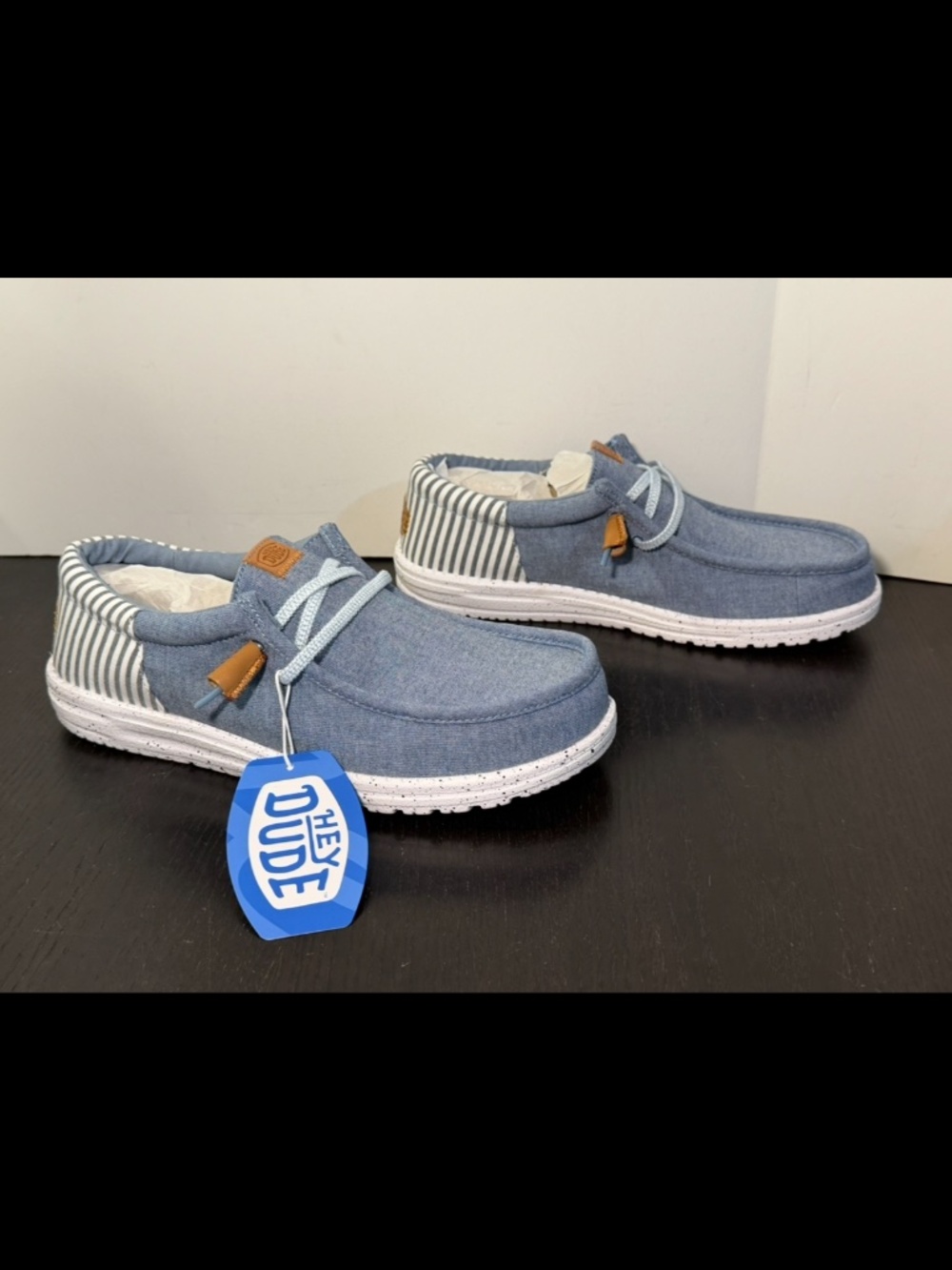 Hey Dude Wally Funk Nu Prep Slip-On Loafer Shoes Faded Denim/Navy Blazer Men 10M - Picture 2 of 16